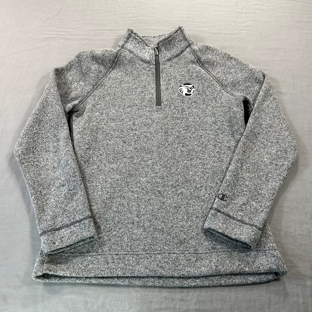 Champion Chico State‎ Wildcats Sweater Womens Medium Gray 1/4 Zip Sweatshirt